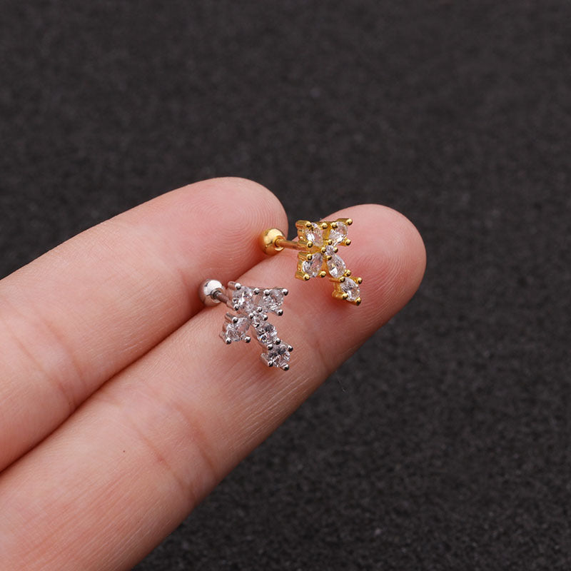 20G Surgical Steel Cross Cartilage Upper Helix Piercing Stud - Hypoallergenic Body Jewelry for Men & Women | Perfect for Helix, Tragus, Conch, and Cartilage Piercings | HSPJ1955
