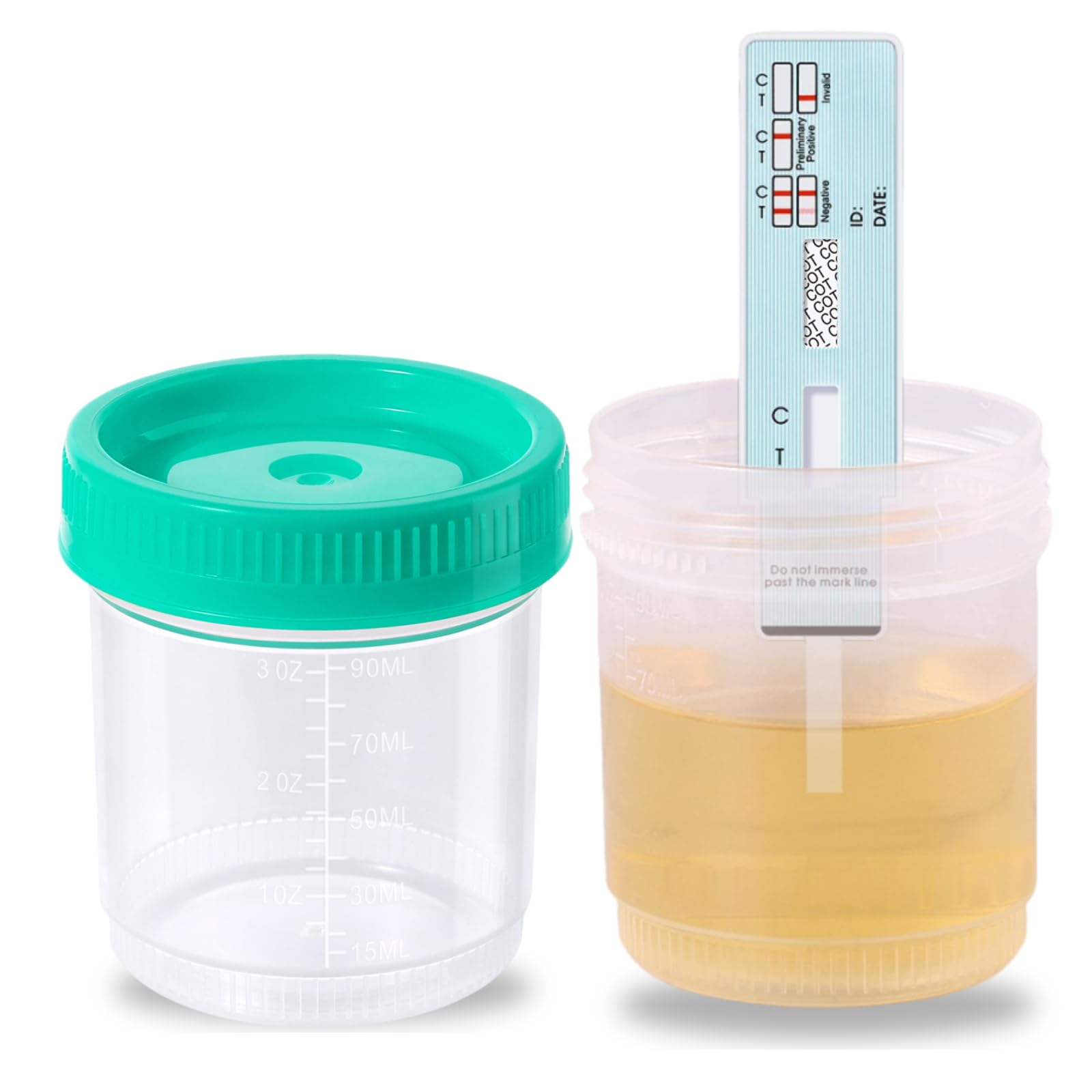 Easy@Home 90ML/3OZ Leak-Proof Specimen Collection Cups with Tight Screw Lids - Pack of 2 Disposable Sample Containers for Urine, Stool & Medical Testing - Ideal for Home Health Tests, Doctor Visits & Lab Samples