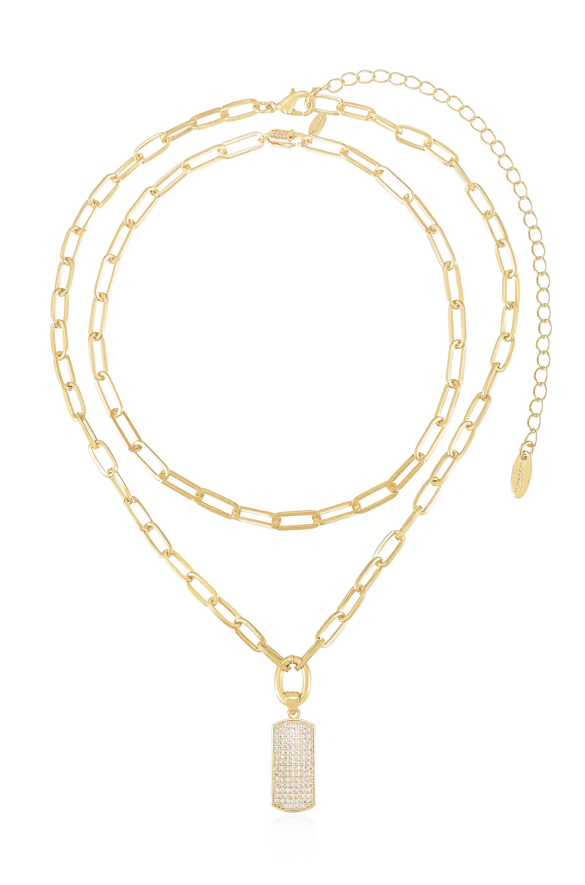 Linked Up Crystal Pendant Layered Necklace Set for Women - Elegant Layered Chain Necklaces with Sparkling Crystals - Perfect for Parties, Date Nights, and Special Occasions