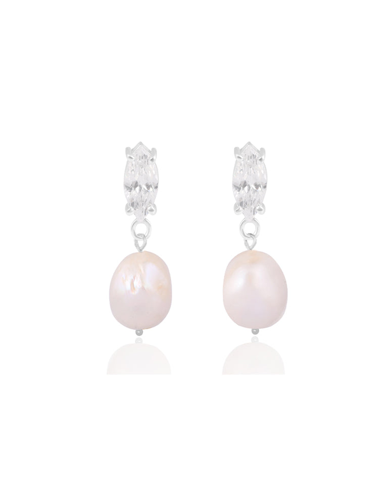 Lola Knight Skylar Mini Modern Classic Crystal Stud Earrings with Pearl Drop – Elegant Wedding Jewelry for Brides & Special Occasions