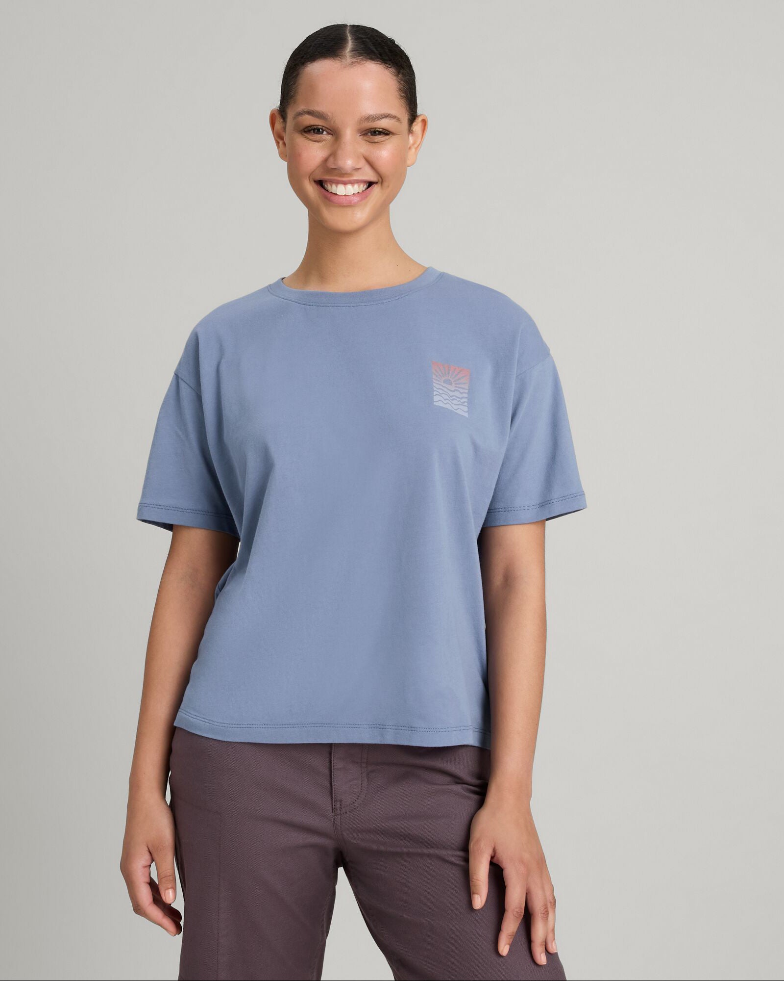Sunrise Flower Organic Cotton T-Shirt for Women - Soft & Comfortable Casual Wear for Everyday, Workouts, and Outdoor Activities