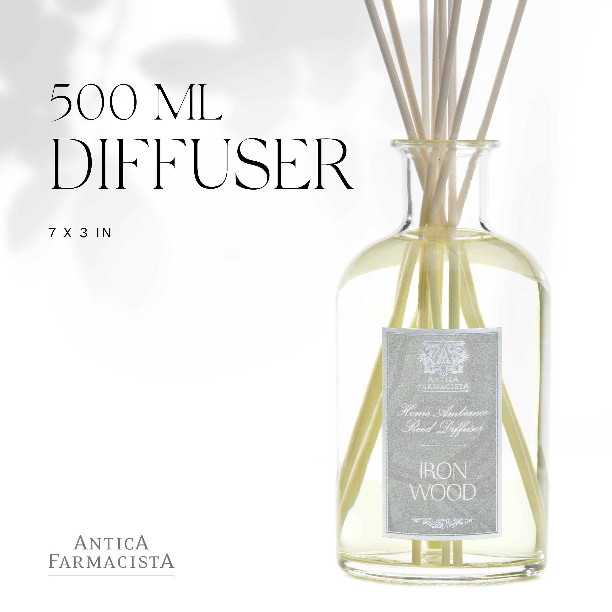 Antica Farmacista Ironwood Reed Diffuser - 17 Fl Oz Home Fragrance Oil Set | Luxury Scented Air Freshener for Living Room, Bedroom & Office