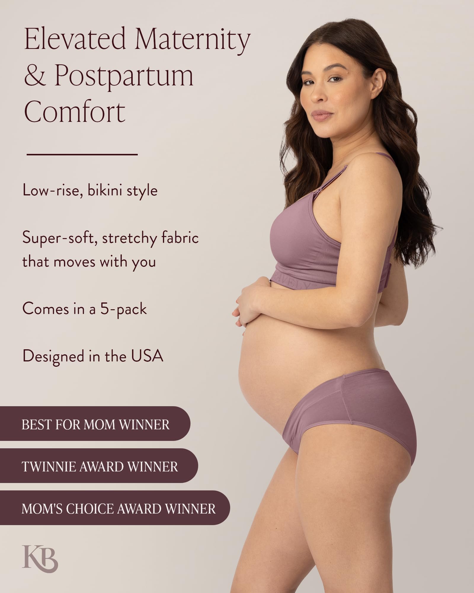 Kindred Bravely Under the Belly Maternity Underwear - 5 Pack Pregnancy Bikini Panties for Comfort & Support | Perfect for Everyday Wear, Sleeping & Postpartum Recovery