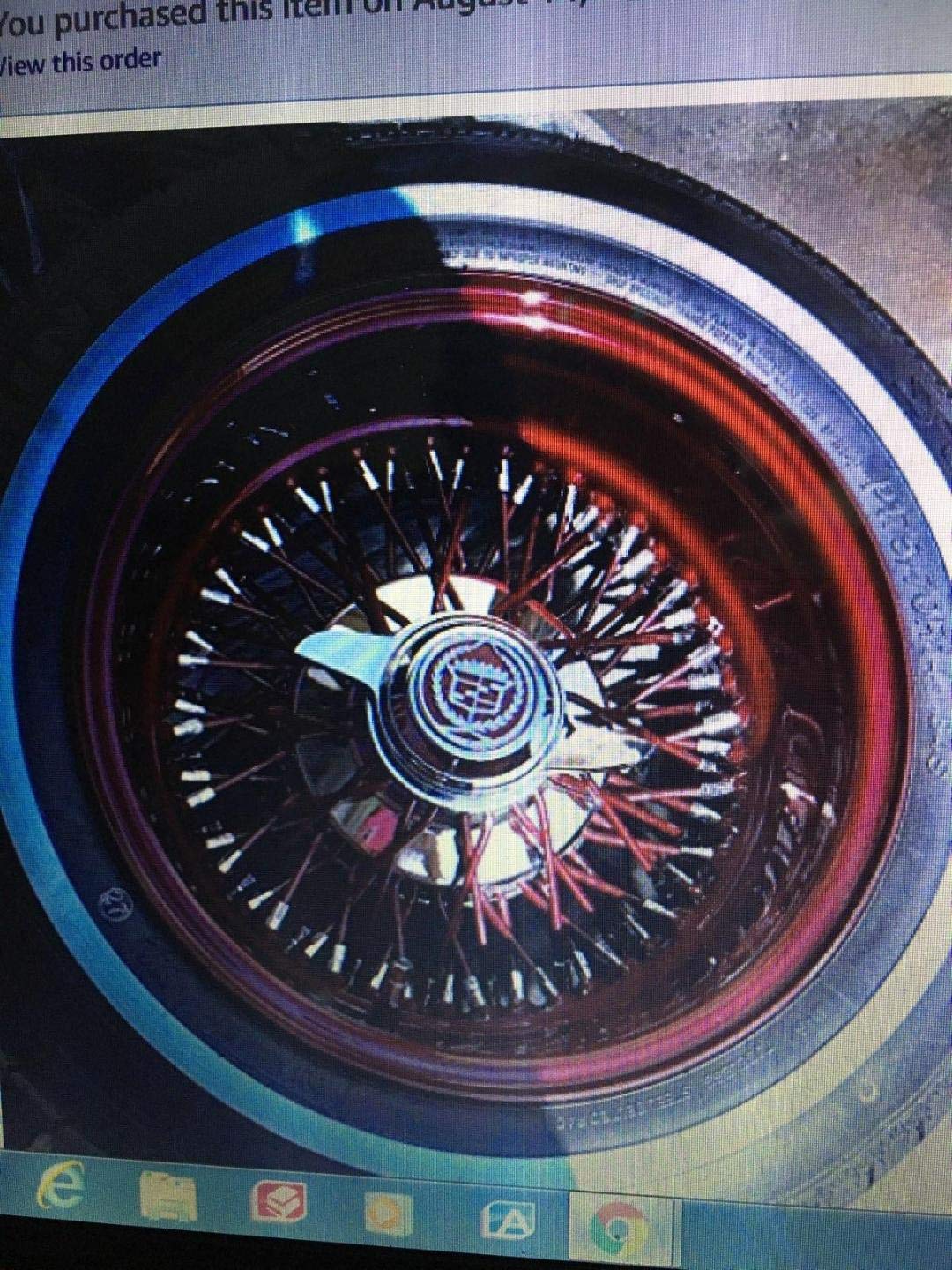 13x7 72 Spokes Candy Red Dish & Spokes Wheels with Tires - Custom Rims for Classic Cars, Hot Rods & Lowriders - Perfect for Car Shows & Street Performance