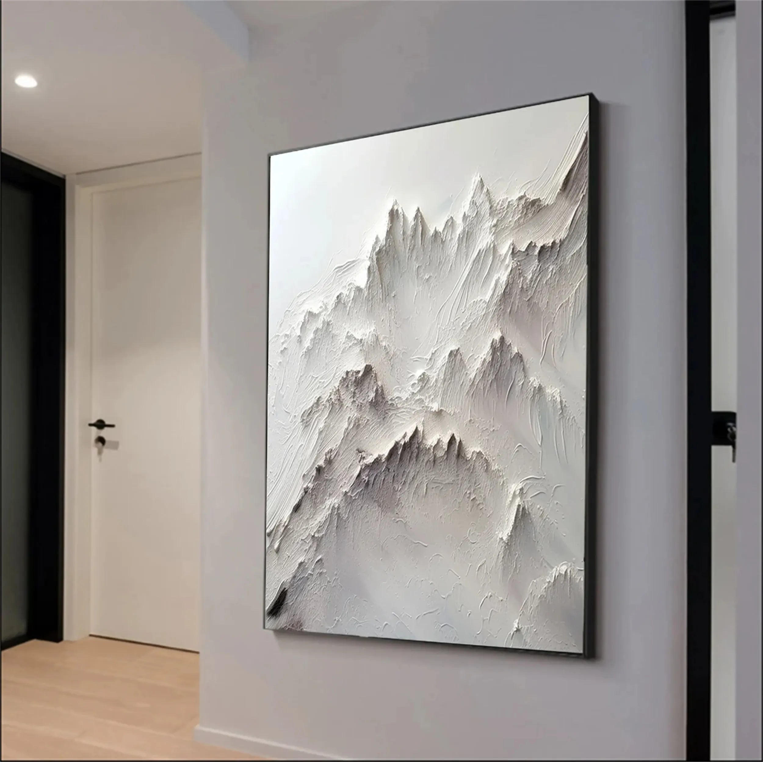 White Minimalist Textured Painting Canvas MM238 - Abstract Wall Art for Modern Home & Office Decor