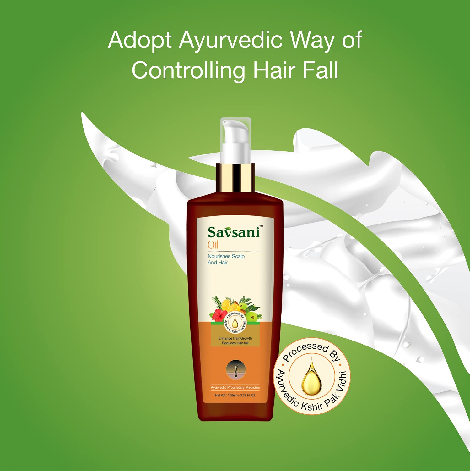 SAVSANI Natural Hair Oil - 100ml | Paraben-Free, Sulfate-Free, Silicone-Free, No Mineral Oil or Paraffin | Nourishes & Repairs Dry, Damaged Hair for Shine & Strength | Perfect for Daily Hair Care & Scalp Treatment