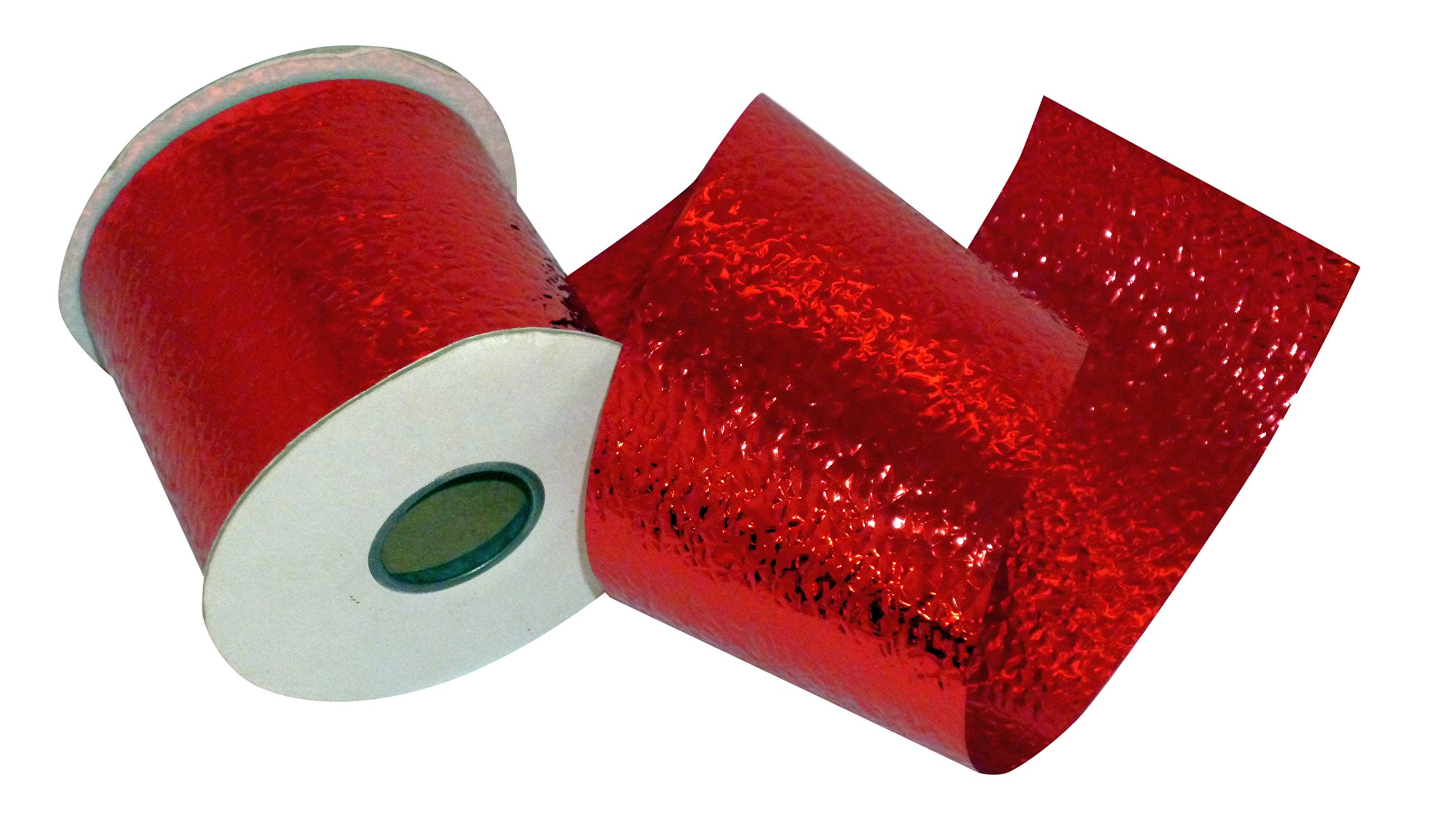Reliant Ribbon Cracked Ice Ribbon - 2.5 Inch x 25 Yards, Red Decorative Ribbon for Gift Wrapping, Christmas Decorations, and DIY Crafts
