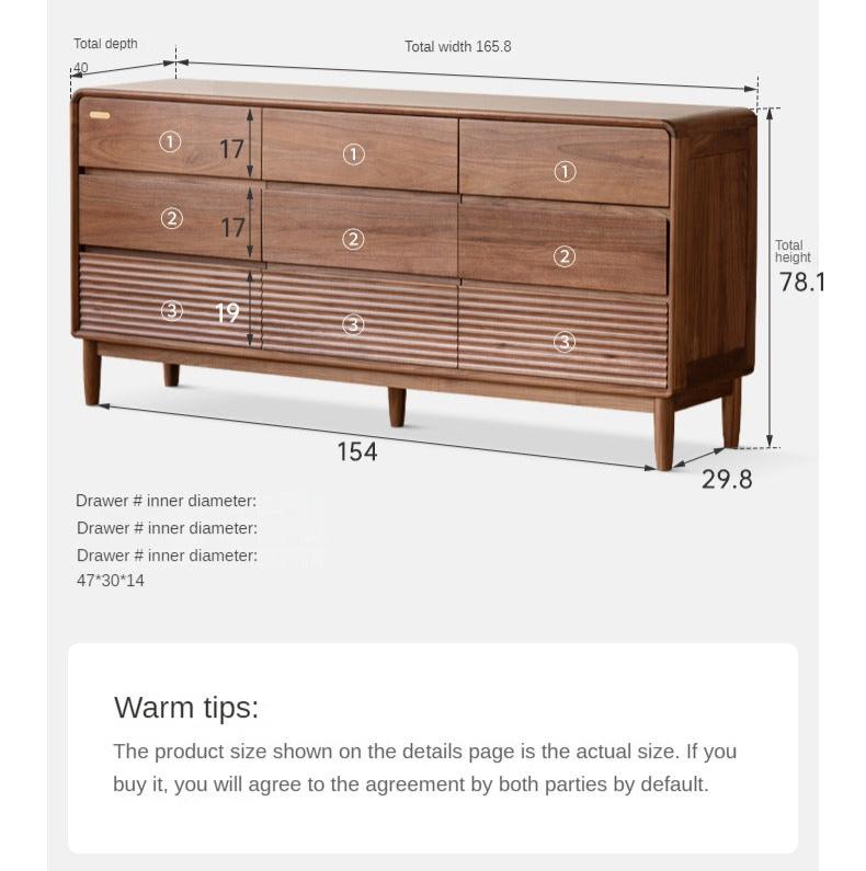 Premium Black Walnut Solid Wood Storage Cabinet with Drawers - Handcrafted Dresser for Bedroom, Living Room & Office Organization