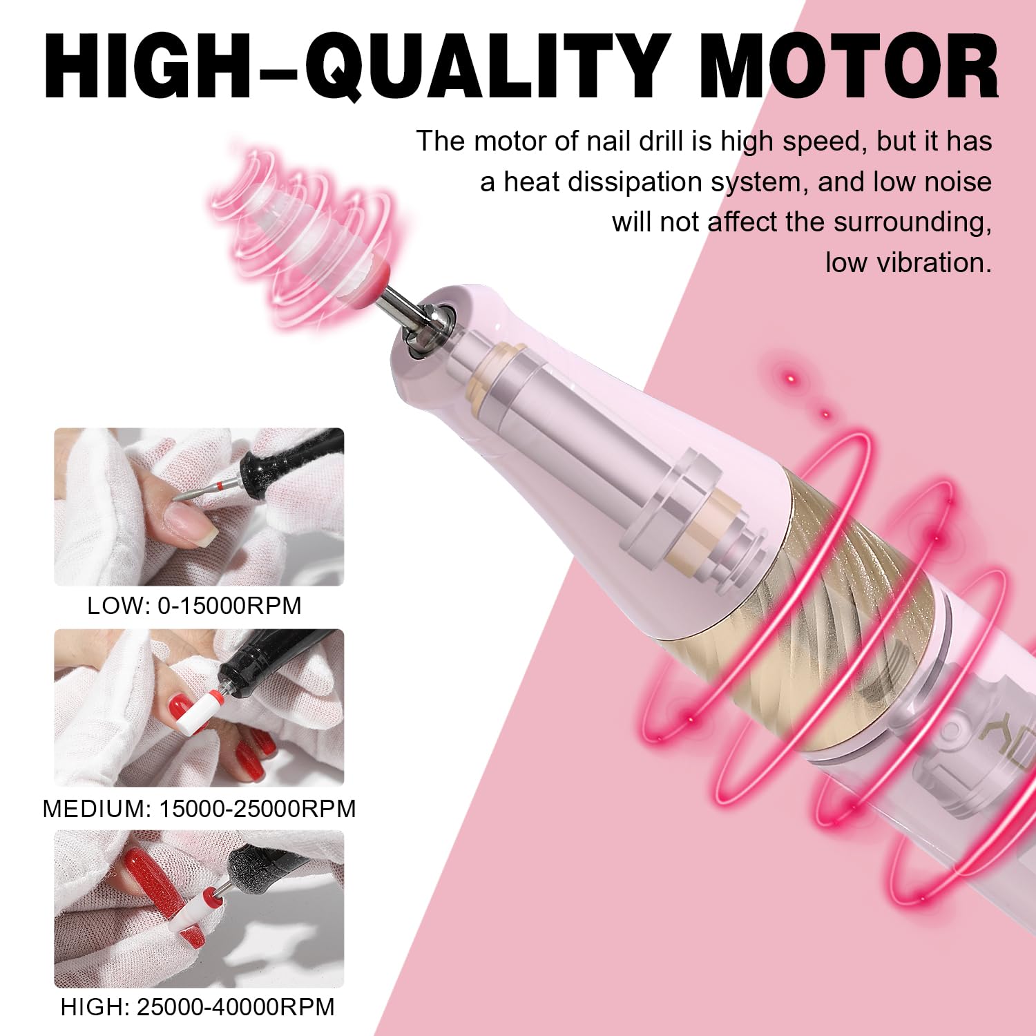 YOKE FELLOW Professional Electric Nail Drill Machine - 40000 RPM Nail File with 12 Drill Bits for Acrylic Nails, Manicure & Pedicure | Perfect for Home Salon, Nail Art & DIY Nail Care