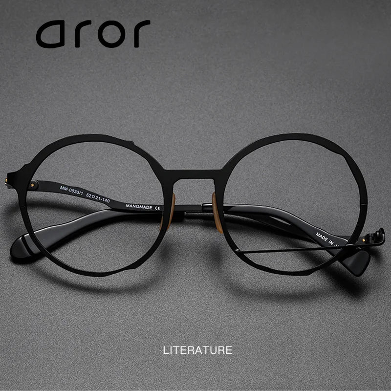 Aror Unisex Full Rim Round Acetate Alloy Eyeglasses 49431 - Stylish & Durable Frame for Men & Women - Perfect for Reading, Work & Fashion Accessories