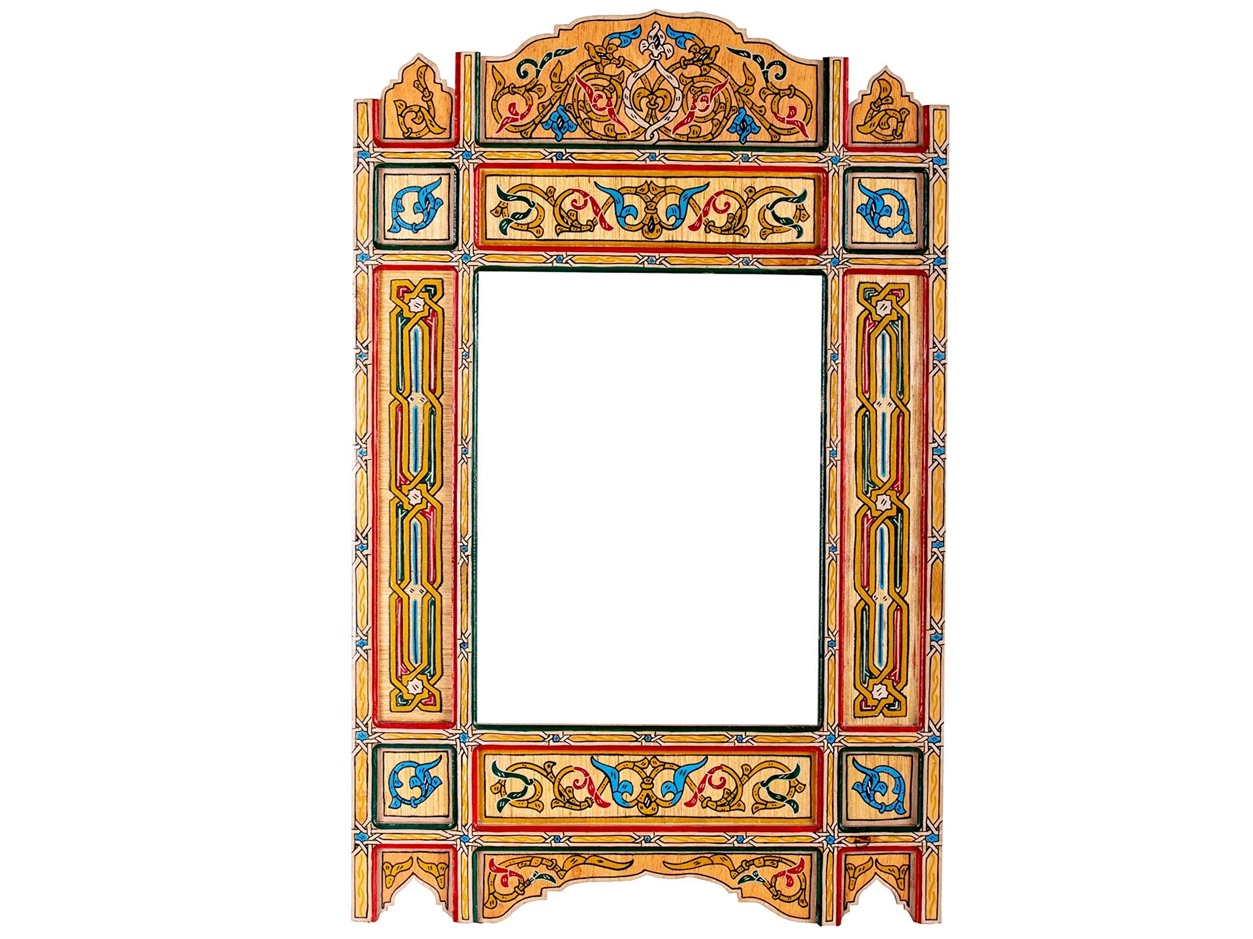 Handcrafted Moroccan Mirror Frame - Farmhouse Arch Mirror with Large Wooden Design - Rustic Bathroom & Red Brick Rectangular Hanging Wall Decor (Purple) - Perfect for Boho Home Decor, Living Room Accent & Bedroom Statement Piece