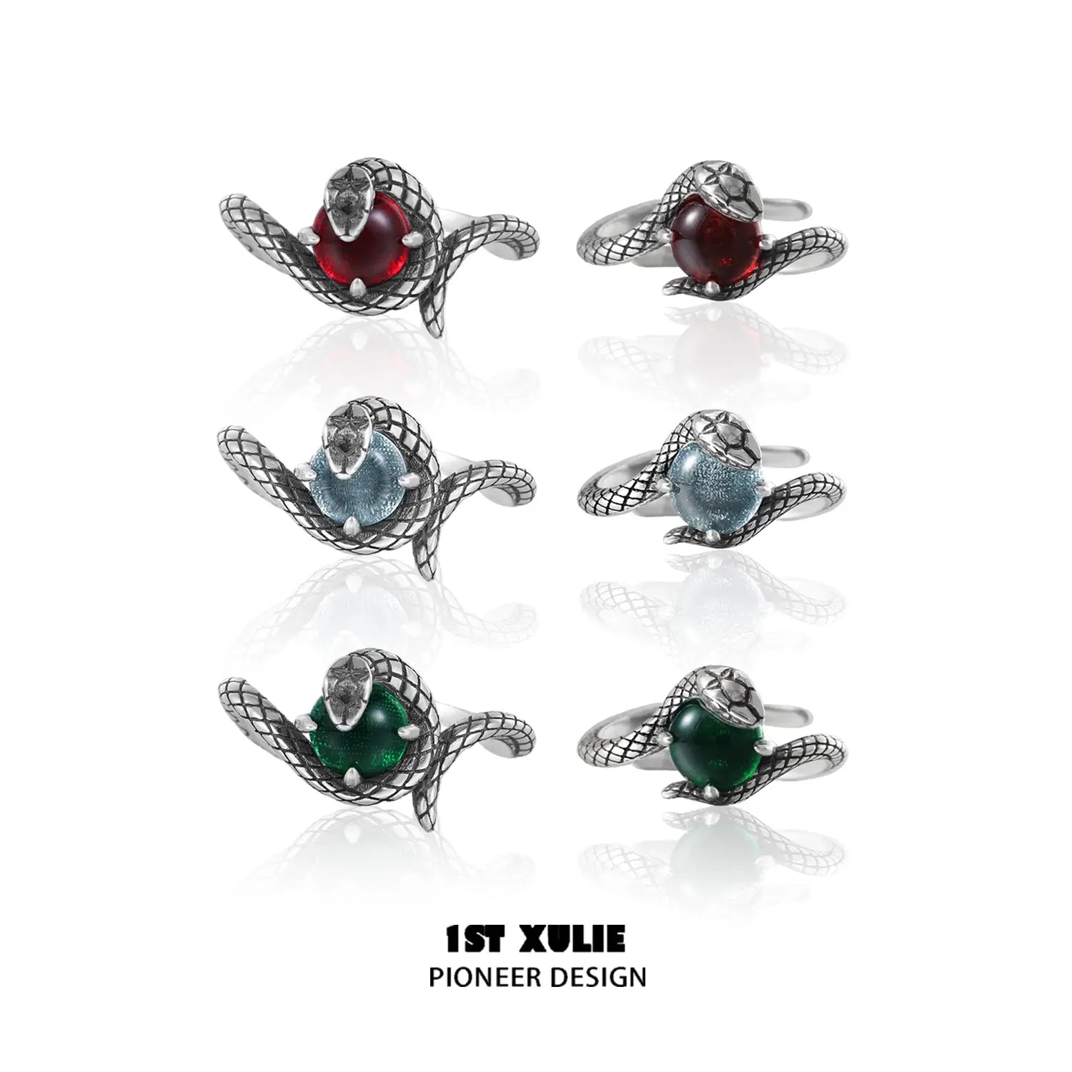 S925 Sterling Silver Snake Bite Energy Crystal Couple Rings for Men & Women - Perfect for Romantic Gifts, Anniversary, and Spiritual Healing Jewelry