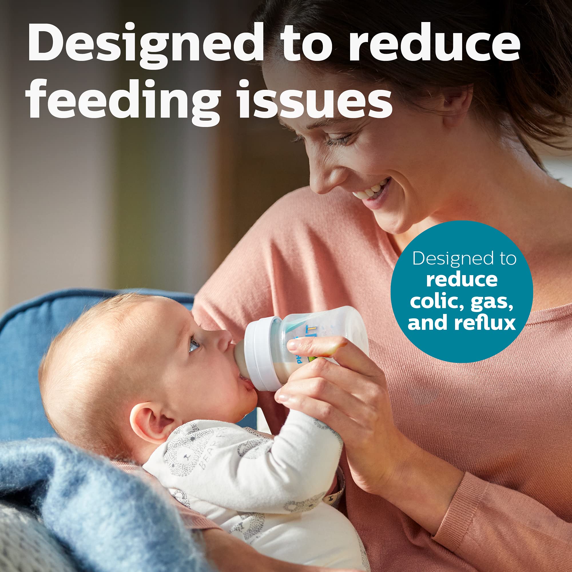 Philips AVENT Anti-Colic Baby Bottle with AirFree Vent - 9oz BPA-Free Newborn Feeding Set (SCD308/01, White) | Perfect for Breastfeeding & Reducing Gas Discomfort