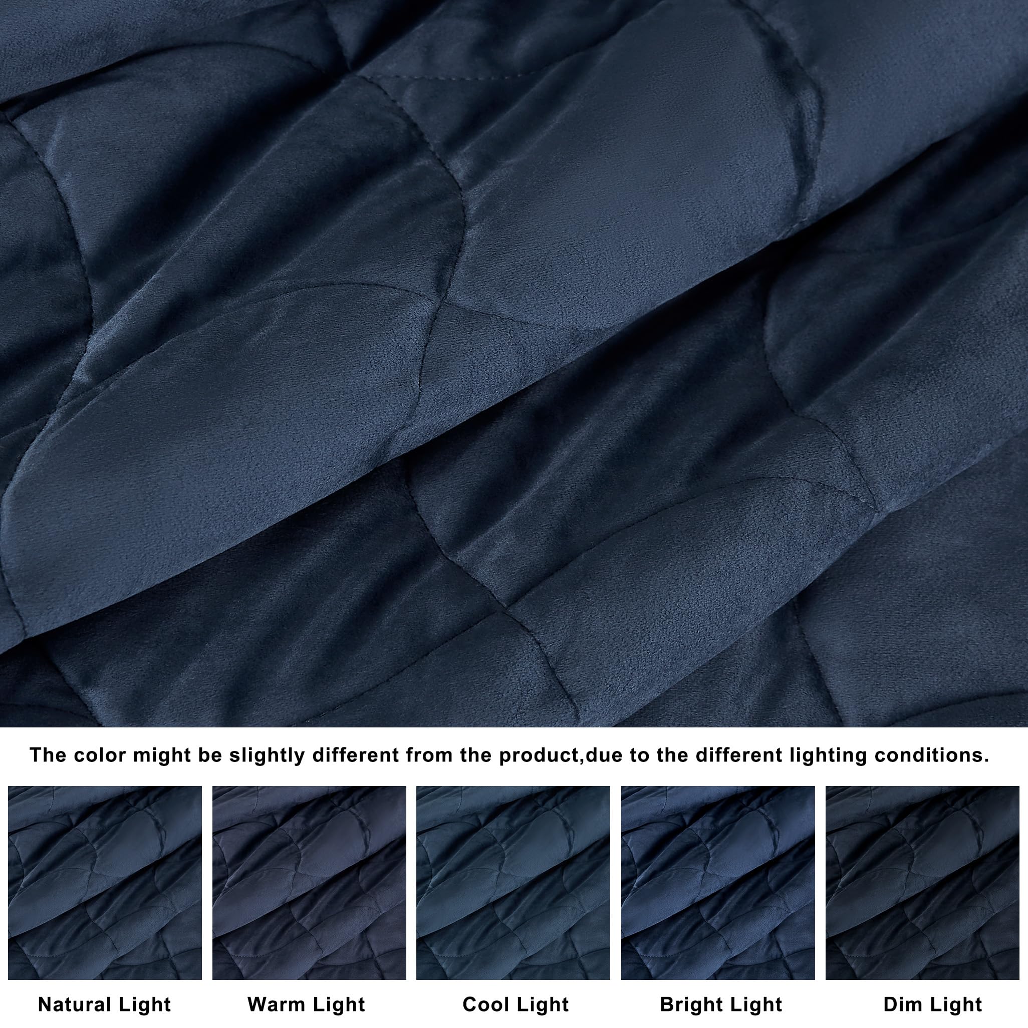 Luxury Blue Velvet Twin Size Quilt Bedding Set - Soft Cloud Cozy Warm Bedspread Coverlet with 1 Pillow Sham | All-Season Lightweight Crushed Comforter for Kids & Teens | Perfect for Bedrooms, Dorms, and Guest Rooms