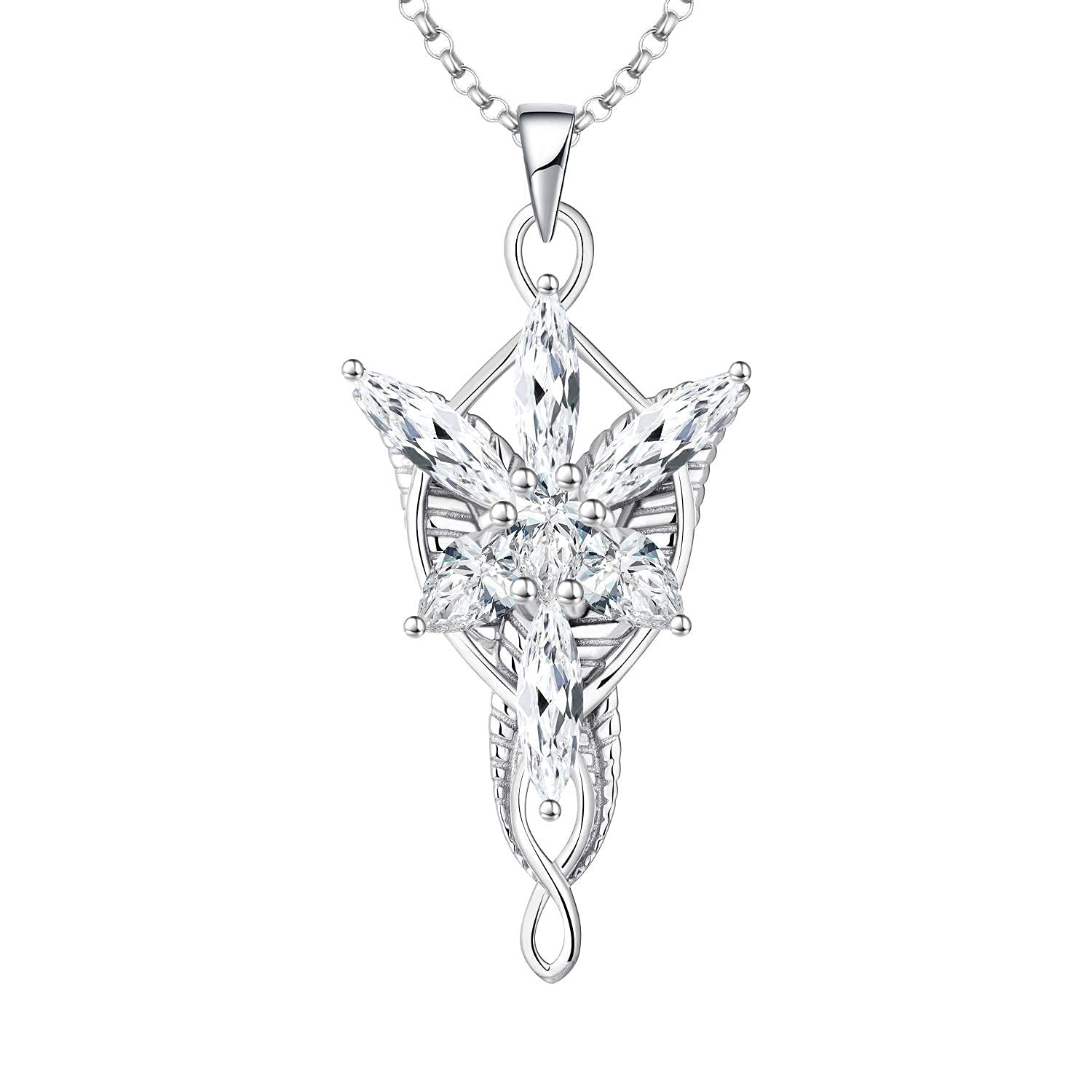 JO WISDOM 925 Sterling Silver 5A Cubic Zirconia Leverback Dangle Earrings Set with Necklace - Elegant Elvish Jewelry for Women, Perfect for Weddings, Parties & Special Occasions