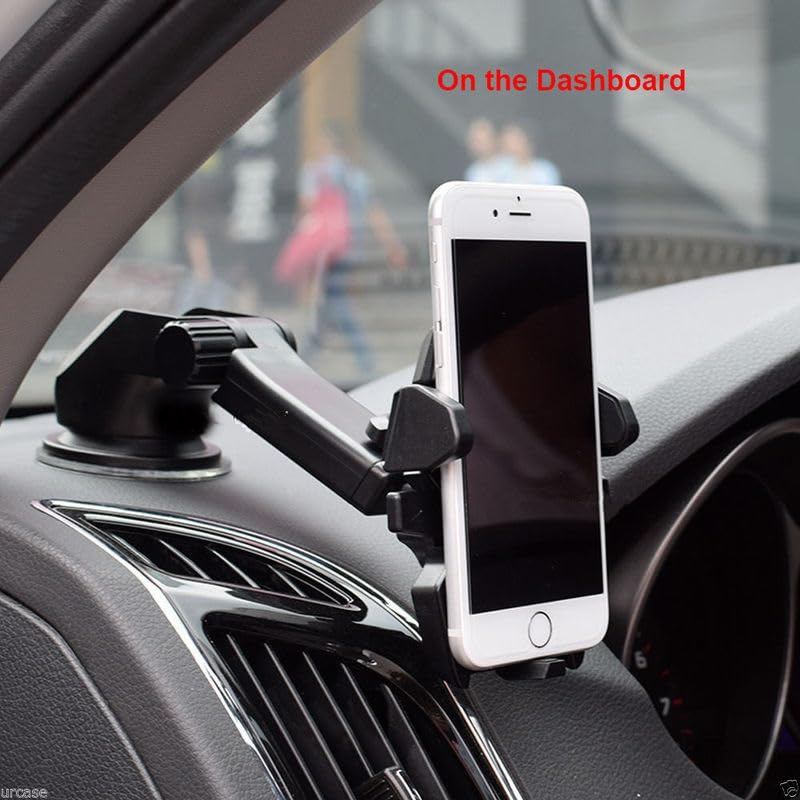 360° Universal Suction Cup Car Phone Holder - Windshield & Dashboard Mount for iPhone, Android Smartphones - Perfect for GPS Navigation, Hands-Free Driving & Road Trips