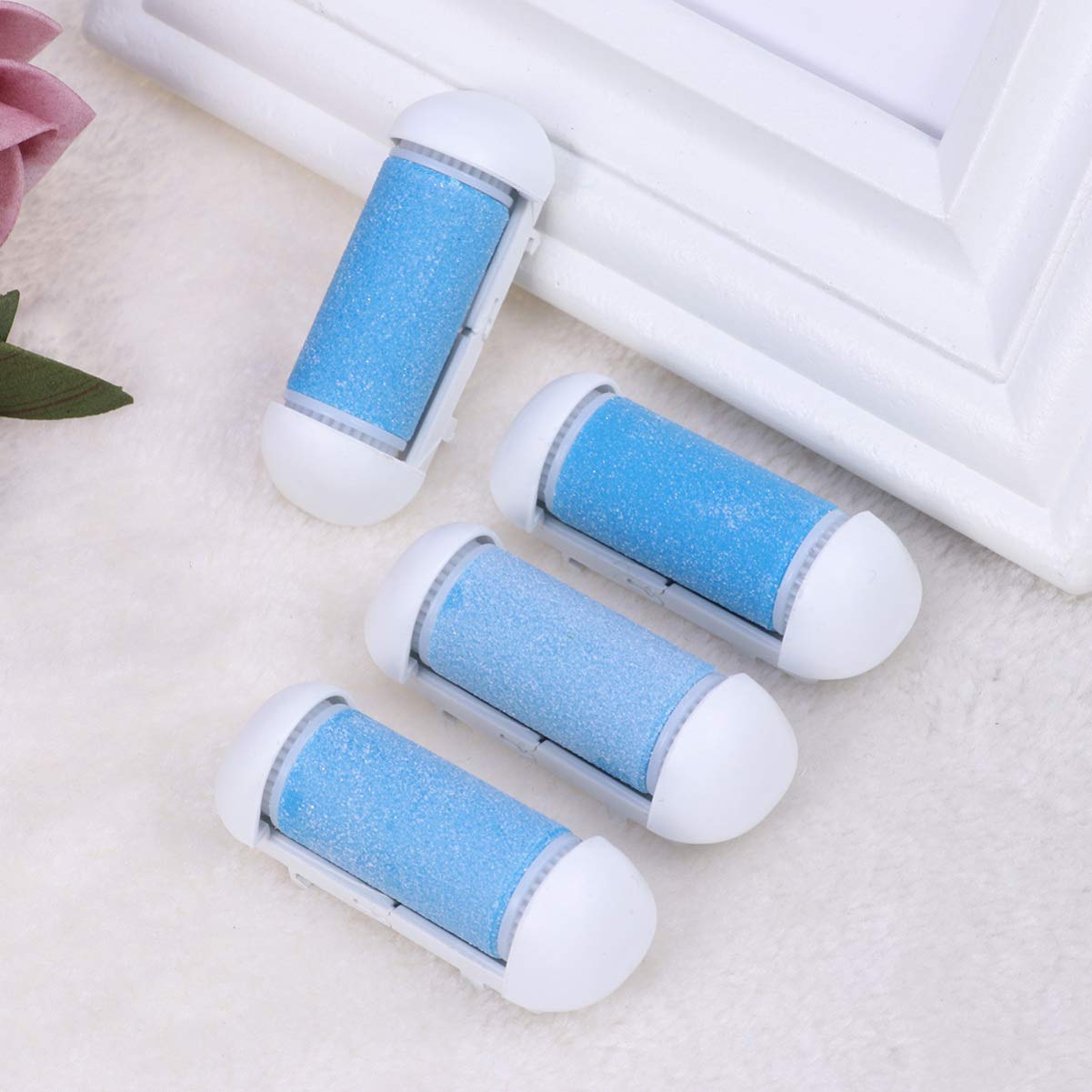 Healifty Electric Foot Callus Remover - 4 Pack Replacement Roller Heads for Pedicure, Hard Skin Removal & Foot Care - Compatible with Electric Foot Files & Sanders (Blue) - Perfect for At-Home Pedicures & Smooth Feet