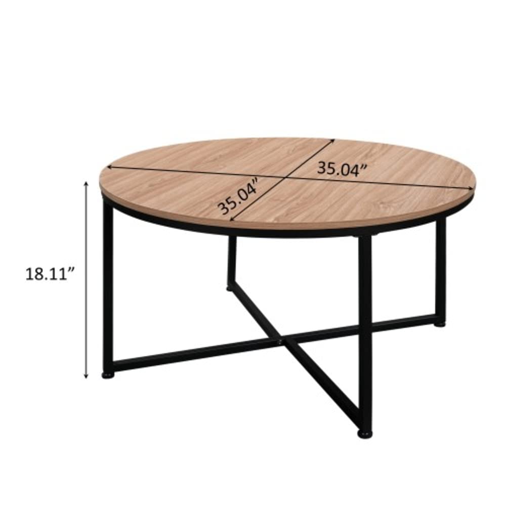 Modern Round Metal Coffee Table - Stylish & Durable Living Room Centerpiece for Small Spaces, Apartments & Home Decor