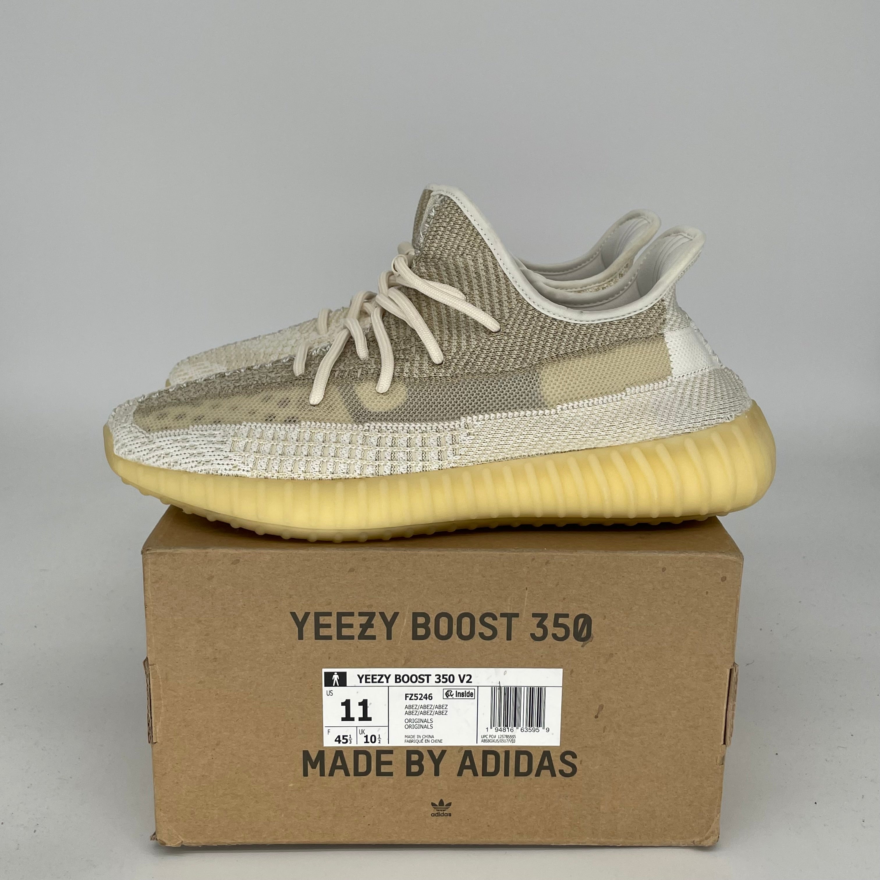 Adidas Yeezy Boost 350 V2 'Natural' - Men's Size 11 Sneakers (FZ5246) | Comfortable Running Shoes for Gym, Jogging & Casual Wear