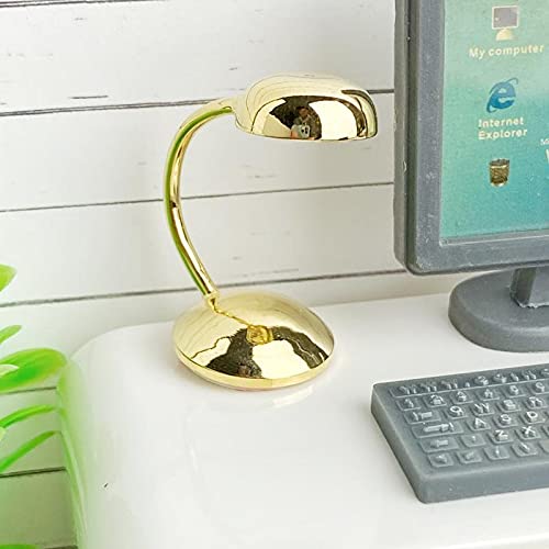 12V Brass Miniature Desk Lamp for Dollhouse - Vintage Style Small Lighting for DIY Crafts, Miniature Rooms & Model Displays - Perfect for Dollhouse Decor, Mini Scenes & Craft Projects