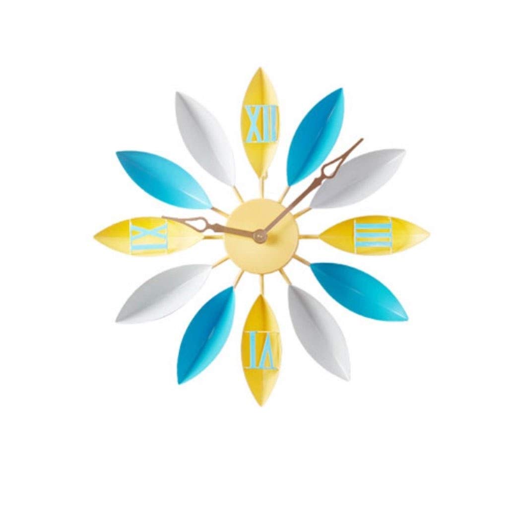 YIXIN2013SHOP 22 Inch Leaf-Shaped Metal Wall Clock - Decorative Home Wall Clock for Living Room, Bedroom & Office - Handmade Modern Leaf Design Clock (Color D) - Perfect for Farmhouse, Boho & Vintage Home Decor