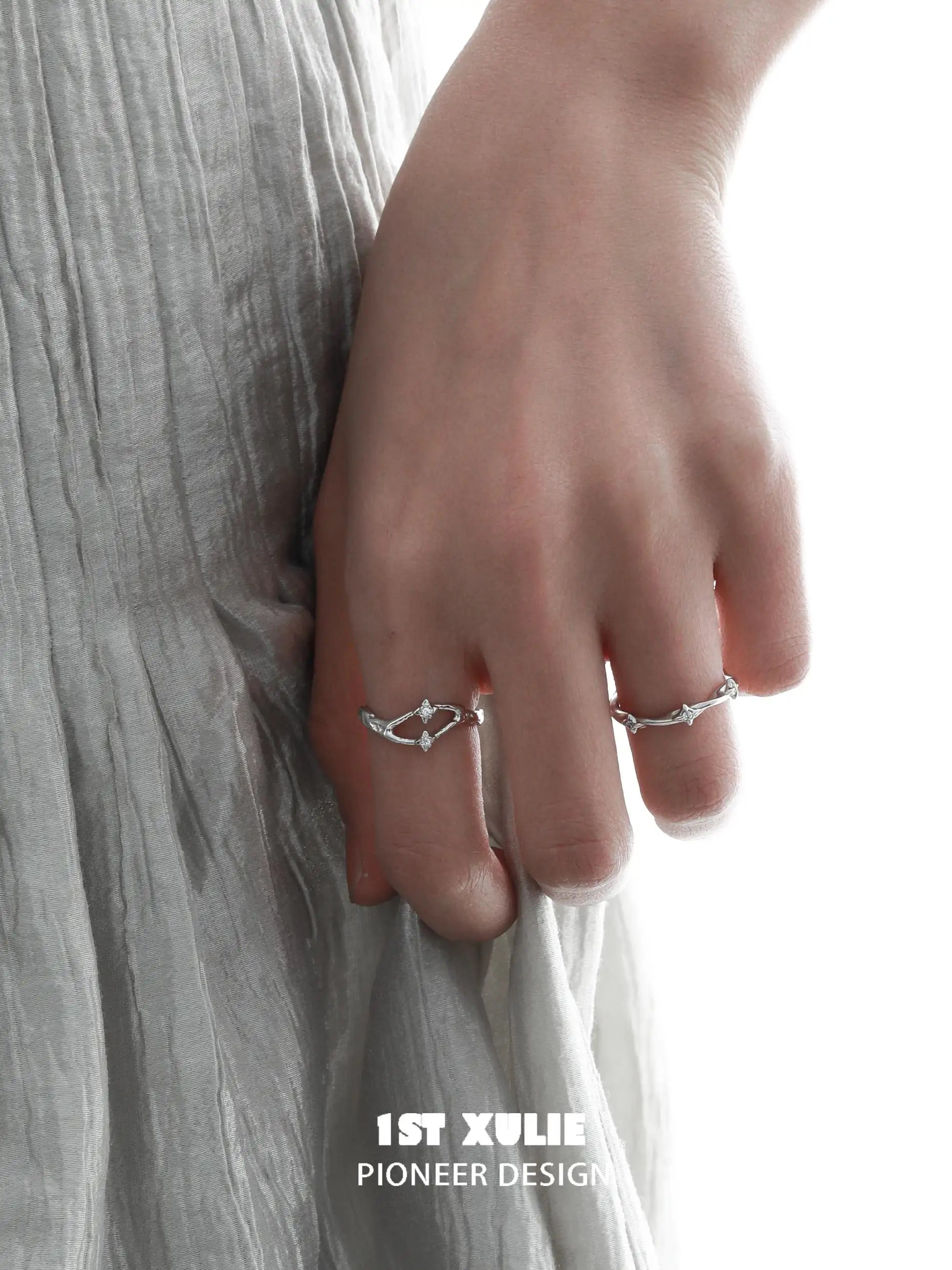 925 Sterling Silver Double Star Openwork Ring for Women - Elegant Celestial Jewelry for Everyday Wear, Gift Giving & Special Occasions