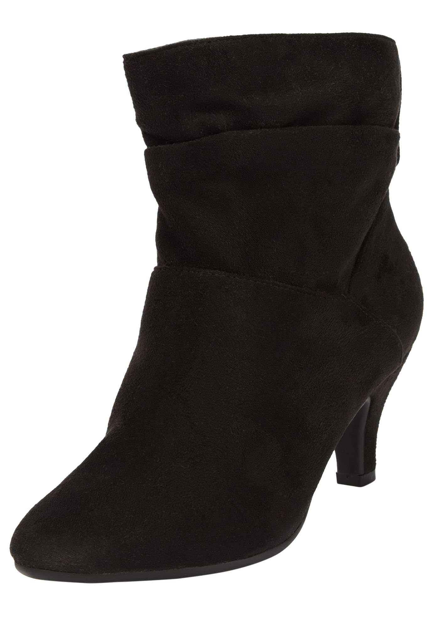 Comfortview Women's Wide Width The Kourt Bootie - Stylish & Comfortable Ankle Boots for Work, Casual Outfits & Fall Fashion
