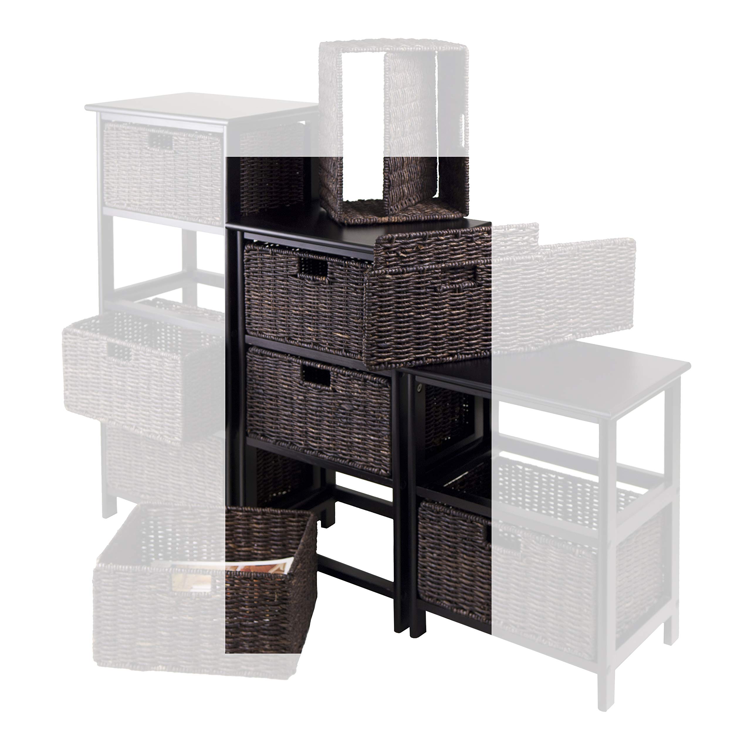 Winsome Omaha 3-Tier Storage Rack with Baskets - Black | Space-Saving Organizer for Bedroom, Bathroom, Kitchen & Office