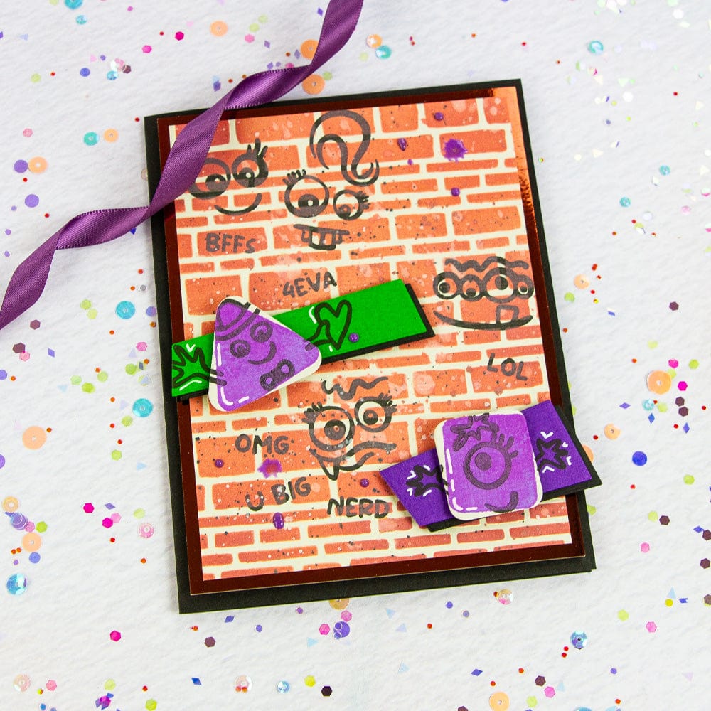 Geo Buddies Die, Stamp & Stencil Collection DB145 - DIY Scrapbooking & Card Making Supplies for Creative Crafting Projects