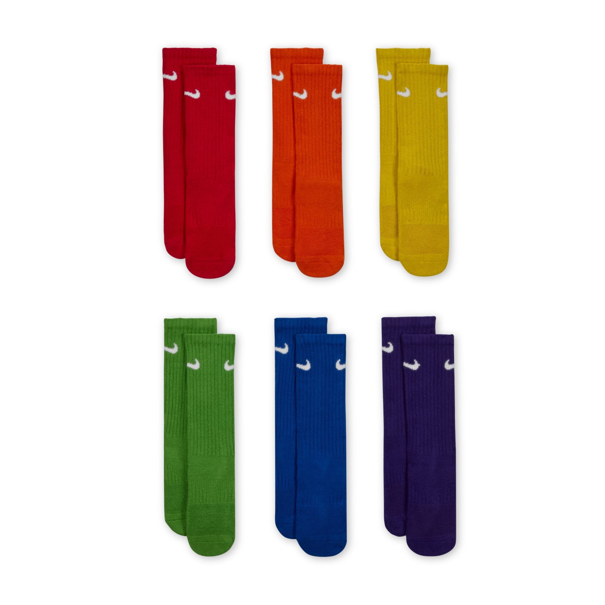 Nike Youth Everyday Crew Socks 6-Pack for Boys & Girls - Comfortable Athletic Socks for School, Sports & Daily Wear