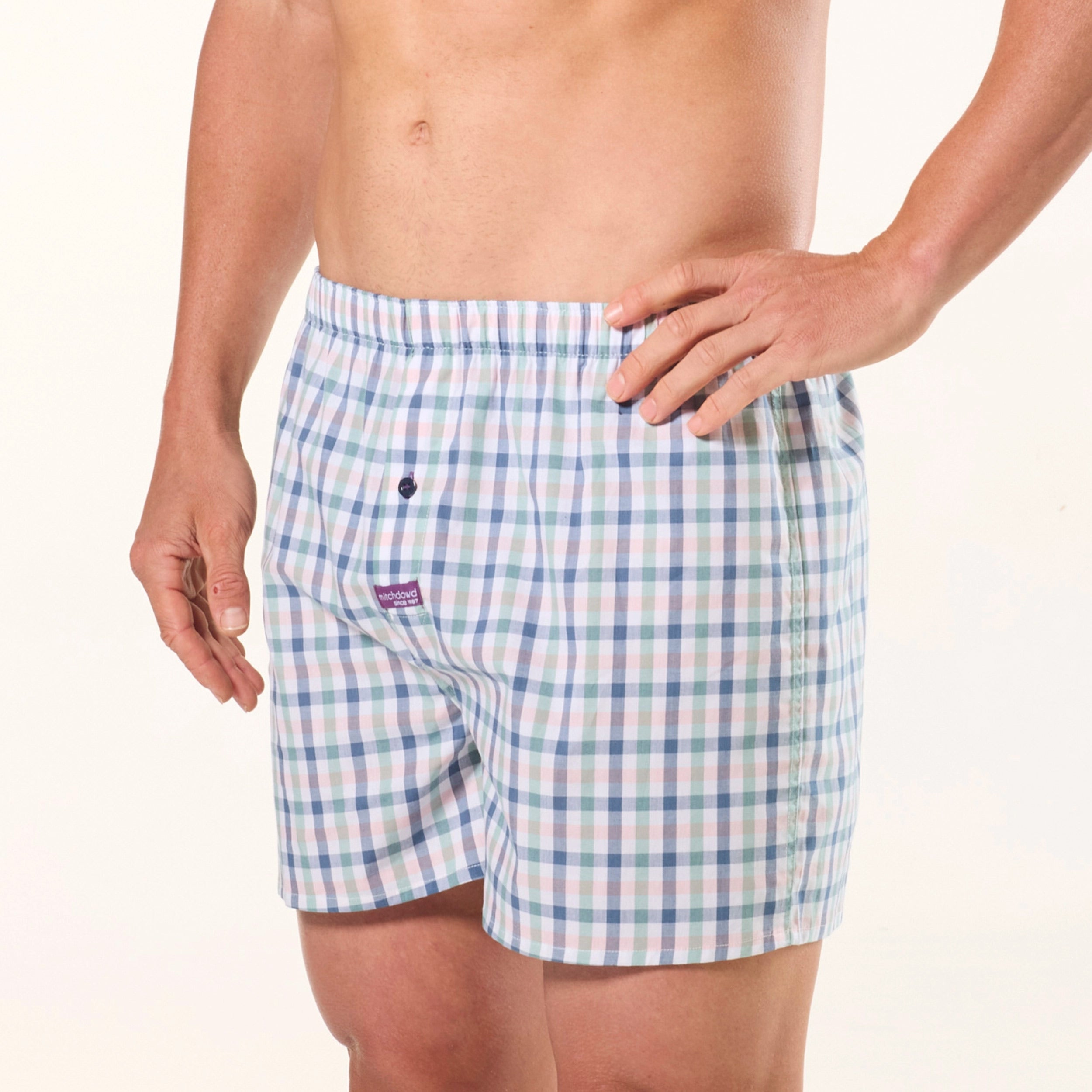 Men's Surfin' Palms Cotton Boxer Shorts 3-Pack - Breathable & Comfortable Underwear for Summer, Beach & Casual Wear - Green