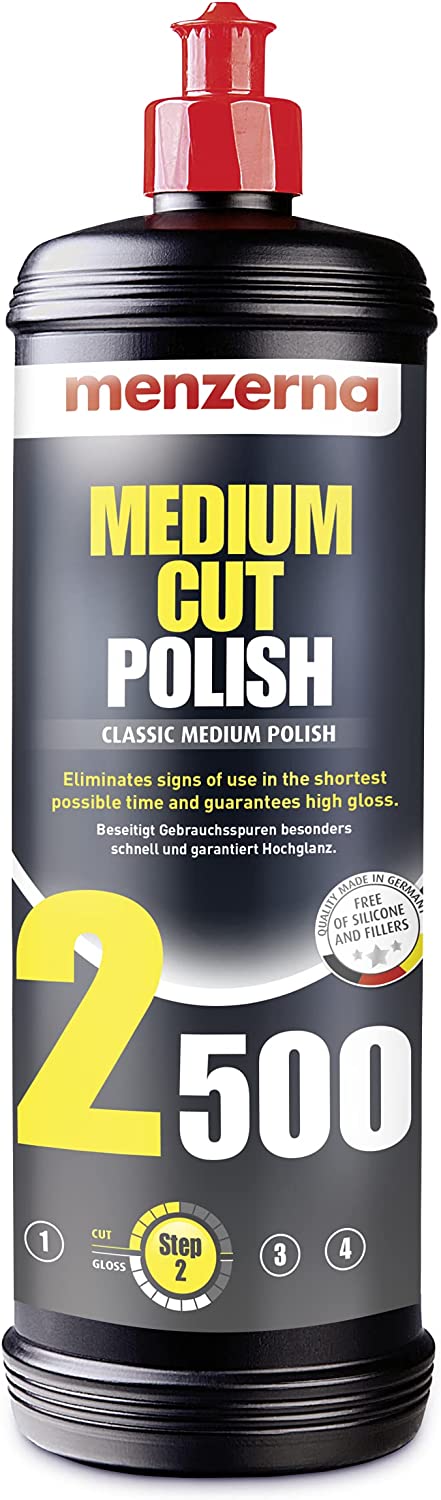 Menzerna Medium Cut Polish 2500 - Professional Car Paint Correction Compound for Scratch Removal & Swirl Marks - Perfect for Detailing, Auto Body Shops & DIY Enthusiasts
