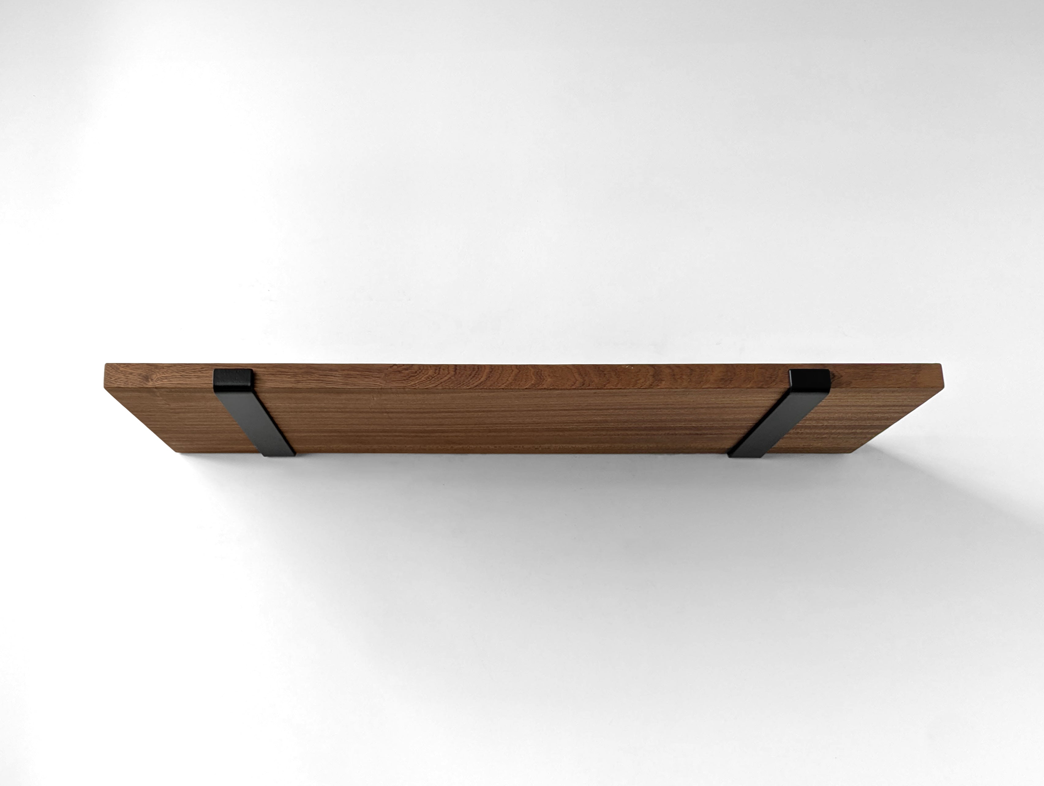 Sturdy Oak Wood Shelf with Black Steel J Brackets - Heavy Duty Floating Shelves for Living Room, Kitchen, or Office Storage