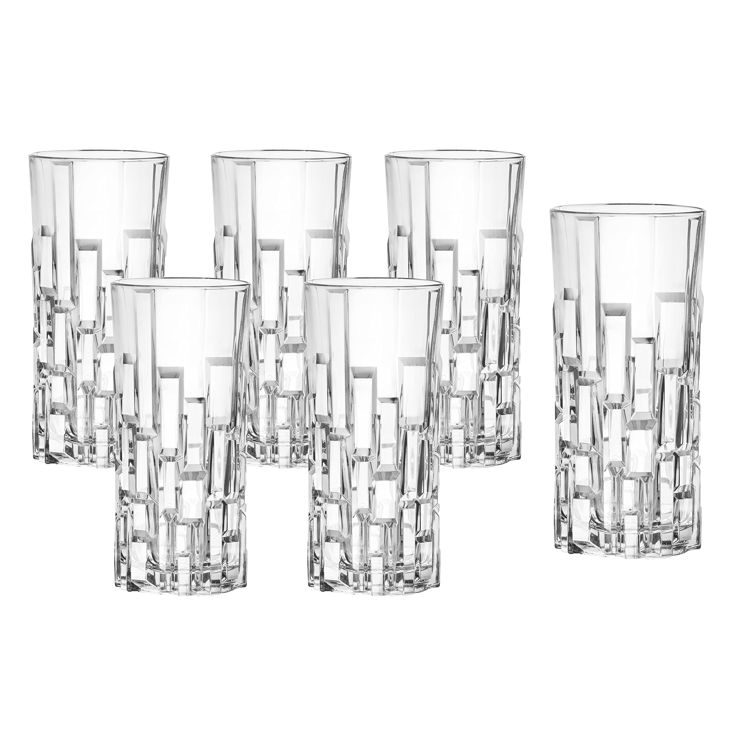 Premium Italian Crystal Glass Set - Etna 6-Piece Highball Glasses for Cocktails, Whiskey & Parties | Elegant Modern Barware for Home Entertaining & Gifts