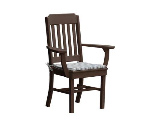 A & L Furniture Traditional Dining Chair with Arms - Solid Wood Upholstered Seat - Elegant Home Dining Room Furniture for Family Gatherings & Dinner Parties