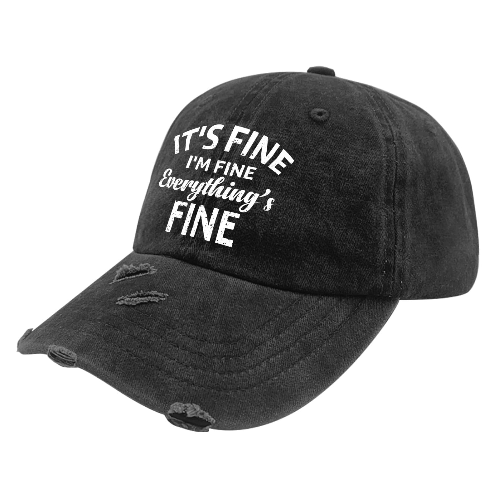 Funny Golf Hat for Men - 'I'm Fine It's Fine Everything is Fine' Novelty Cap - All Black Adjustable Dad Hat - Perfect Gift for Grandpa & Golf Lovers - Great for Golfing, Casual Wear & Humorous Occasions