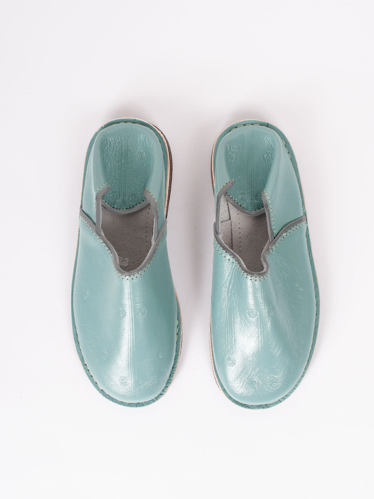 Authentic Moroccan Berber Babouche Slippers - Soft Seafoam Leather House Shoes for Women & Men | Perfect for Home, Lounge & Boho Fashion