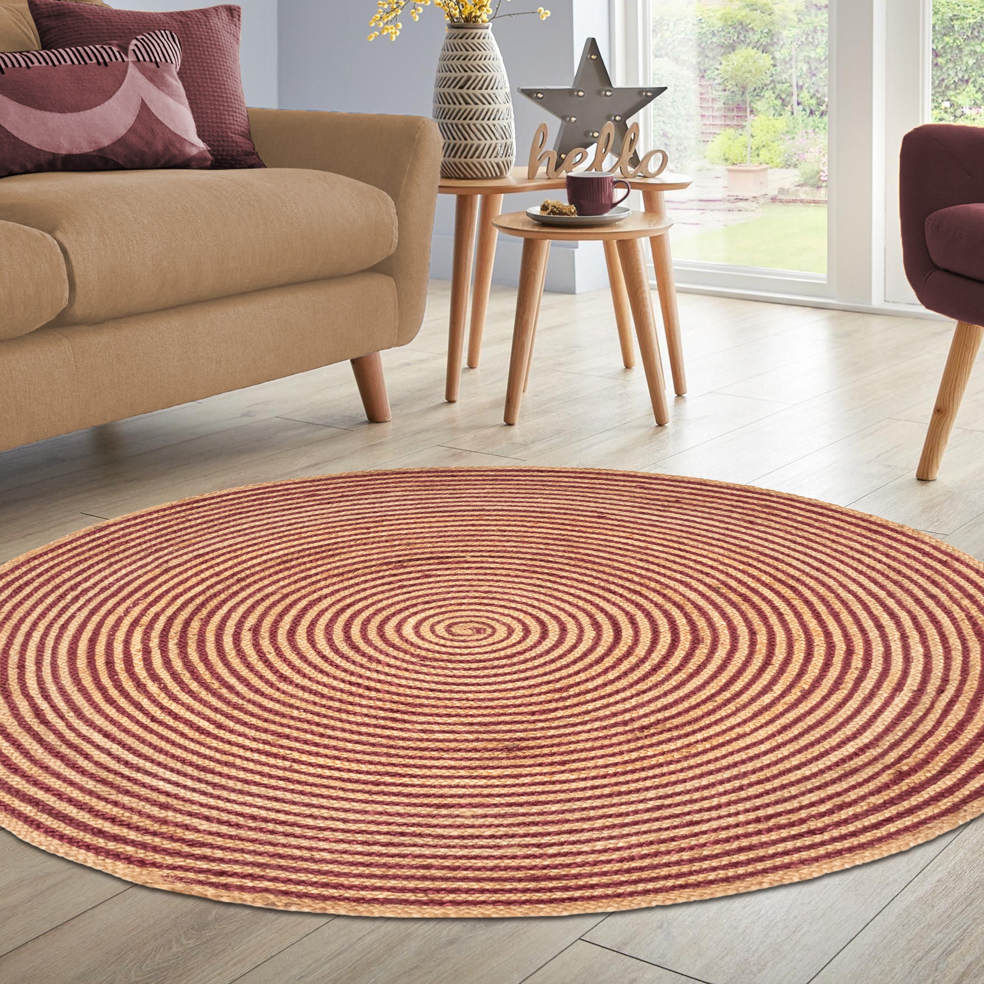 Braided Jute Reversible Handwoven Rug - Natural Fiber Indoor/Outdoor Area Rug for Living Room, Bedroom, Patio & Deck - Eco-Friendly Home Decor