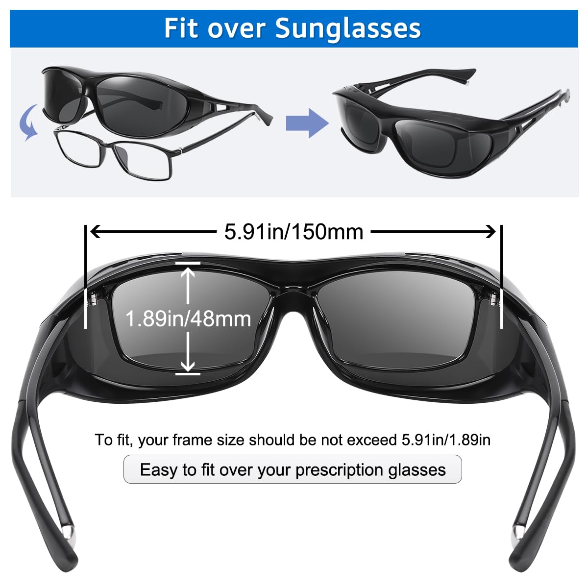 Polarized Sunglasses for Men - UV400 Protection Fit Over Glasses, Sports & Driving Shades, Fishing Sunglasses - Perfect for Outdoor Activities, Cycling, Running, and Beach Wear