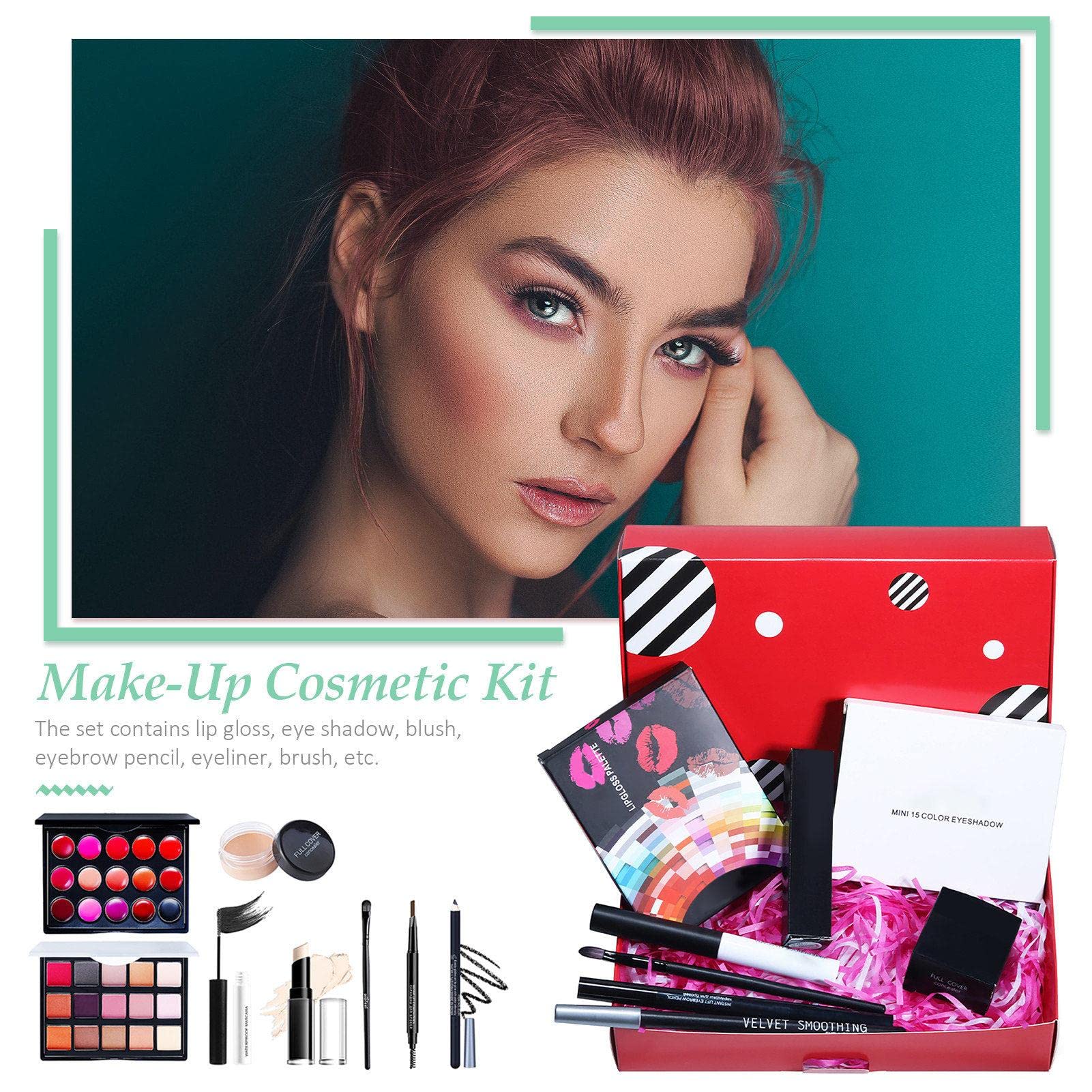 8-Piece Professional Makeup Kit - Complete All-in-One Makeup Set with Eyeshadow Palette, Lip Gloss, Concealer Stick & Mascara | Perfect for Beginners, Travel & Everyday Makeup Looks