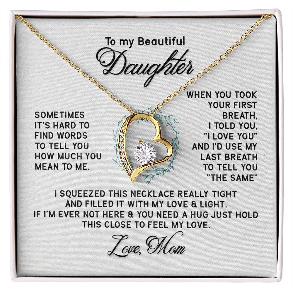Beautiful Jewelry Necklace for Daughter - Thoughtful Gift from Mom in White or Yellow Gold Finish - Perfect for Birthdays, Graduation & Special Occasions