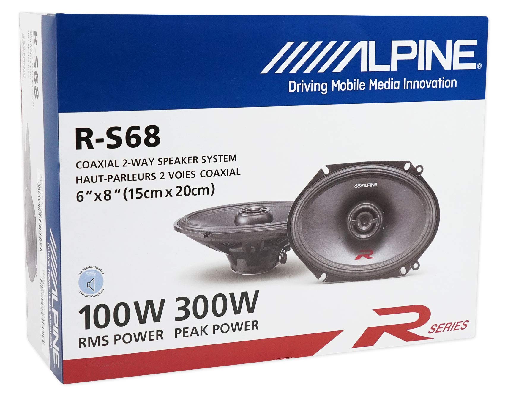 Alpine R-S68 300 Watt 6x8 Inch 2-Way Coaxial Car Speakers - Premium Sound for Cars, Trucks & SUVs - Perfect for Road Trips & Music Lovers