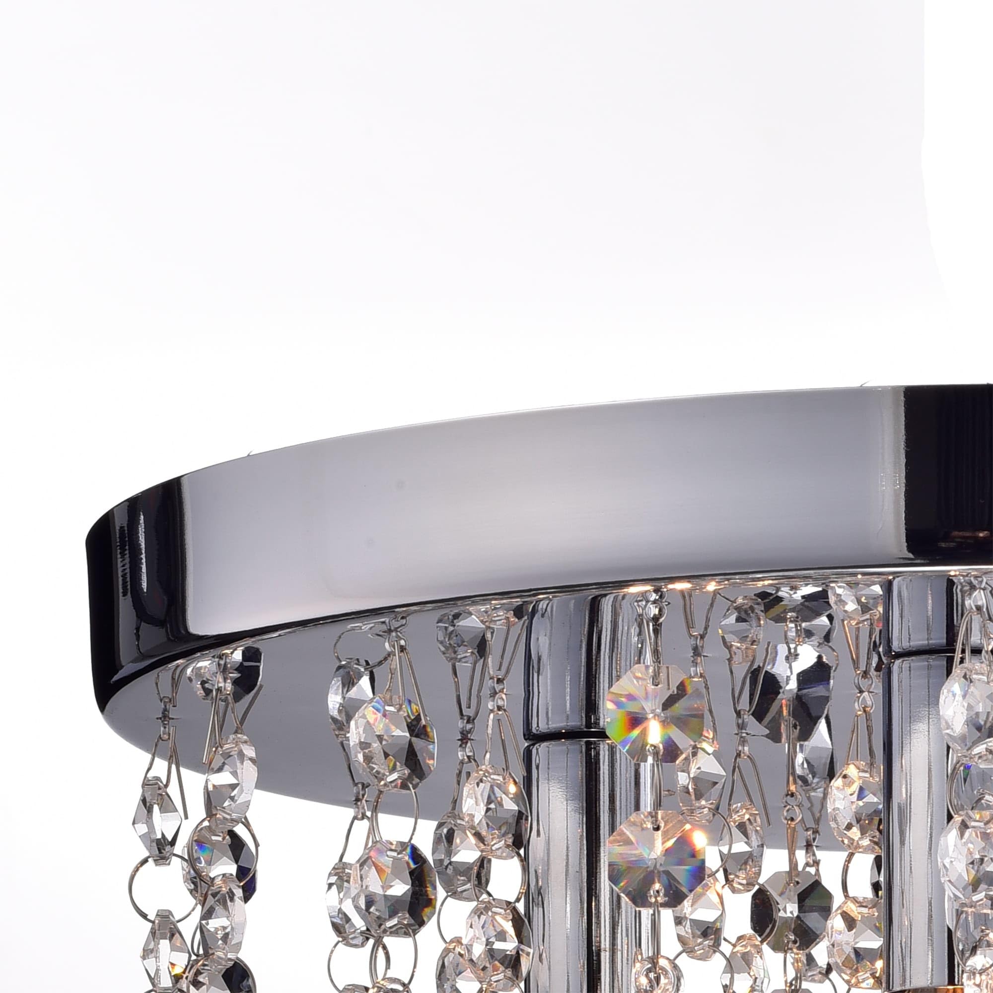 Scelene Chrome Iron and Crystal 4-Light Flush Mount Ceiling Light Fixture - Modern Elegant Lighting for Bedroom, Living Room, or Dining Room
