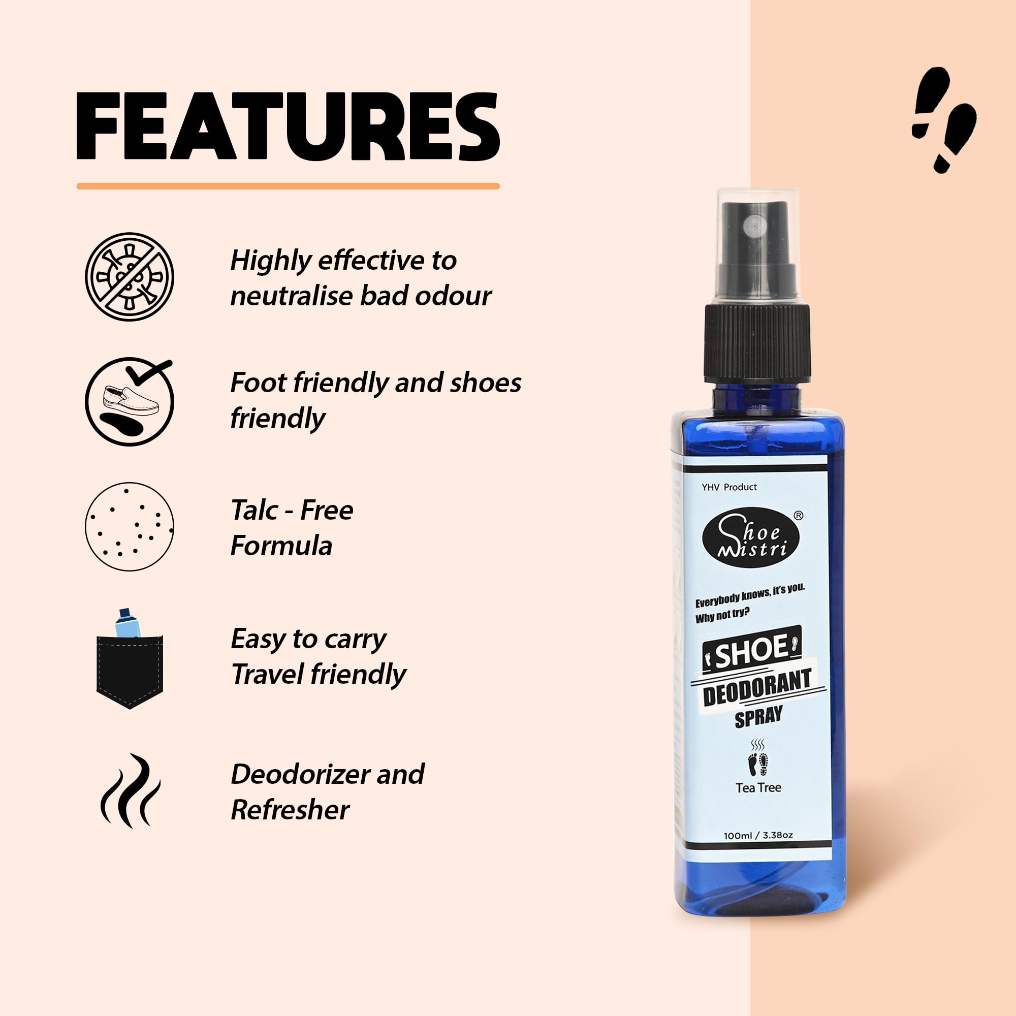 Best Shoe Deodorant Spray - Eliminates Foot & Shoe Odor | Kills Odor-Causing Bacteria | Perfect for Gym Shoes, Work Boots & Daily Use