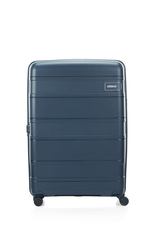 American Tourister Light Max 82cm Large Spinner Suitcase - Navy Blue Expandable Luggage for Travel, Business Trips & Vacations | Durable Spinner Wheels & Lightweight Design