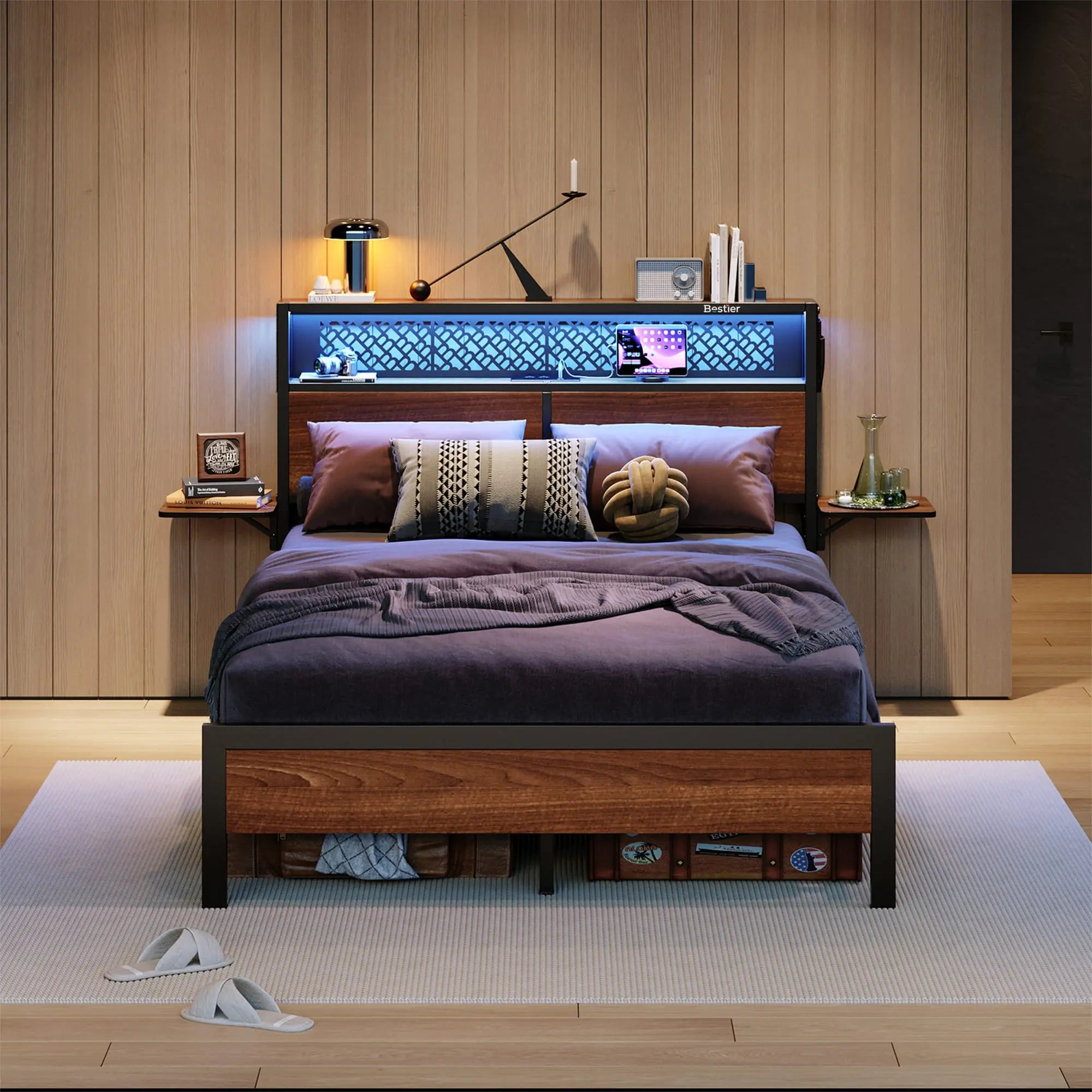 Bestier Full/Queen/King Size Bed Frame with Headboard - Sturdy Metal Platform Bed with Noise-Free Design - Perfect for Master Bedroom, Guest Room & Dormitory