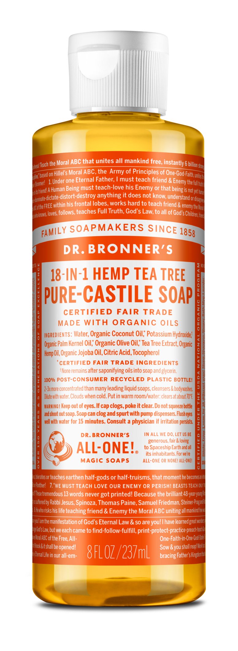 Dr. Bronner's Pure-Castile Liquid Soap - Eucalyptus Scent | Organic, Vegan, Multipurpose Soap for Body, Face, Hair & Household Cleaning | 18-in-1 Uses: Shower Gel, Baby Wash, Pet Shampoo, Dish Soap & More