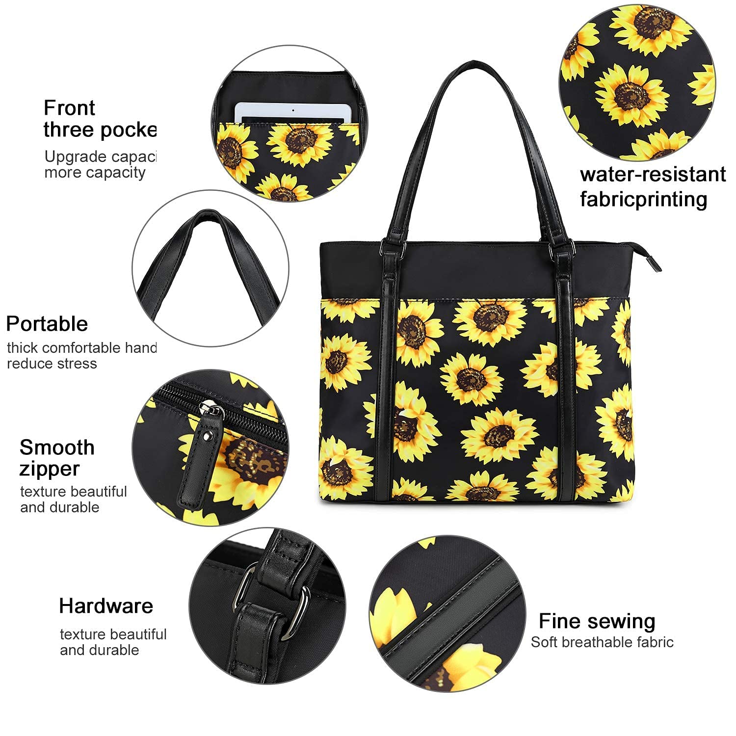 Stylish Women's Canvas Laptop Tote Bag - Lightweight Work Purse & Shoulder Bag Fits 15.6 Inch Laptop | Perfect for Office, Business Travel & Daily Commute