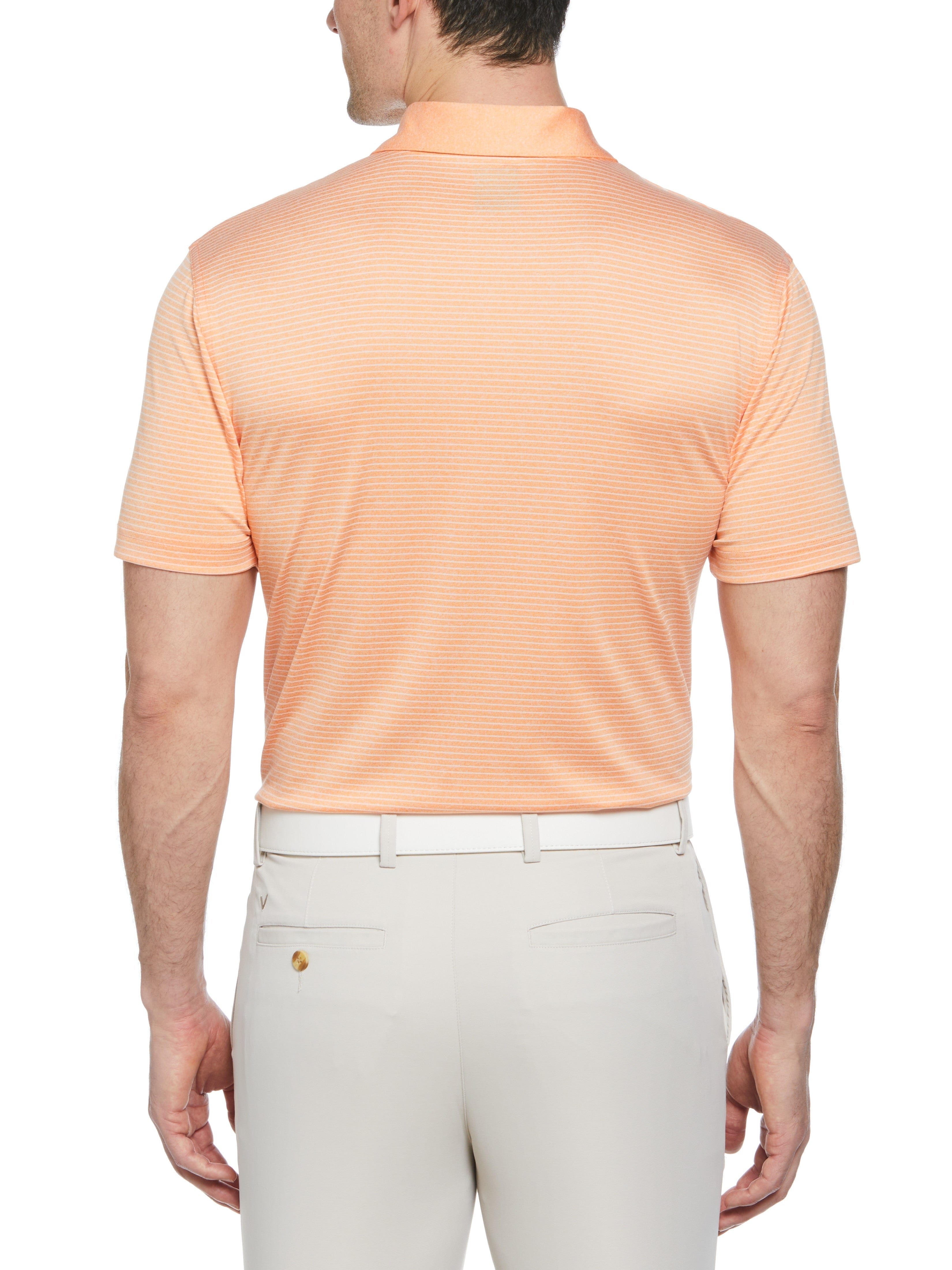Men's Heather Micro Stripe Golf Polo Shirt - Breathable Performance Tee for Golf, Tennis & Casual Wear | Moisture-Wicking & UV Protection