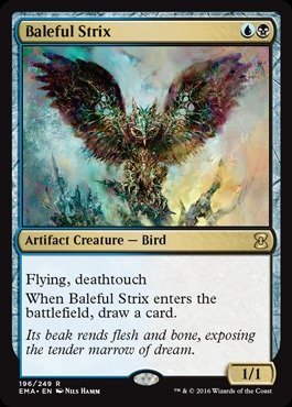 Magic The Gathering Baleful Strix (196/249) Eternal Masters Foil Card - Rare MTG Collectible for Trading & Deck Building